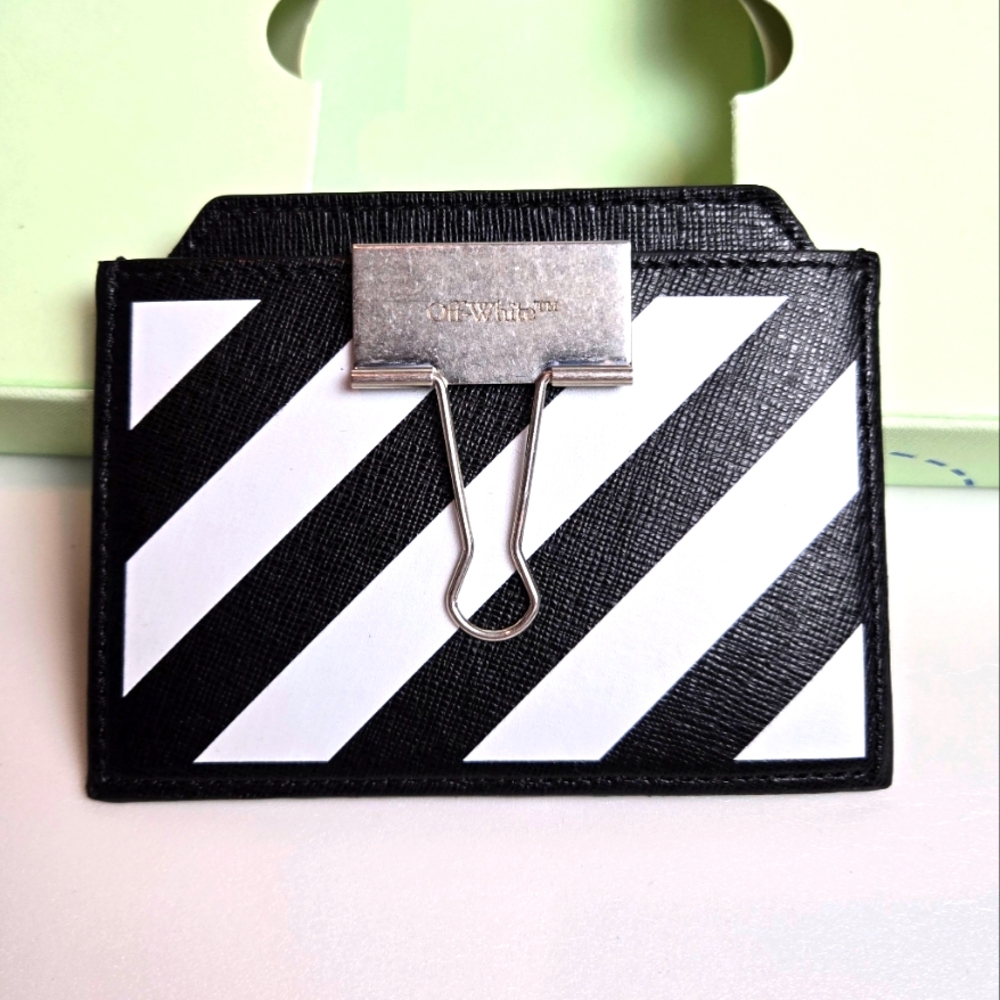 OFF-WHITE Money Holder Binder Small CC Cardholder Wallet - Black/White